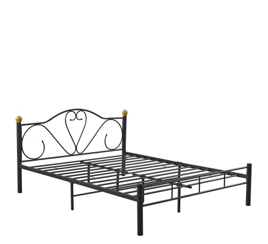Κρεβάτι Υπέρδιπλο ArteLibre MOONRISE Μαύρο Μέταλλο Για Στρώμα 160x200cm