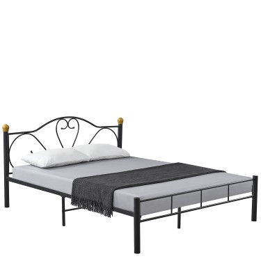 Κρεβάτι Υπέρδιπλο ArteLibre MOONRISE Μαύρο Μέταλλο 210x168x90cm (Στρώμα 160x200cm)
