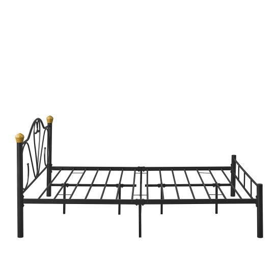 Κρεβάτι Υπέρδιπλο ArteLibre MOONRISE Μαύρο Μέταλλο Για Στρώμα 160x200cm