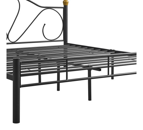 Κρεβάτι Υπέρδιπλο ArteLibre MOONRISE Μαύρο Μέταλλο Για Στρώμα 160x200cm