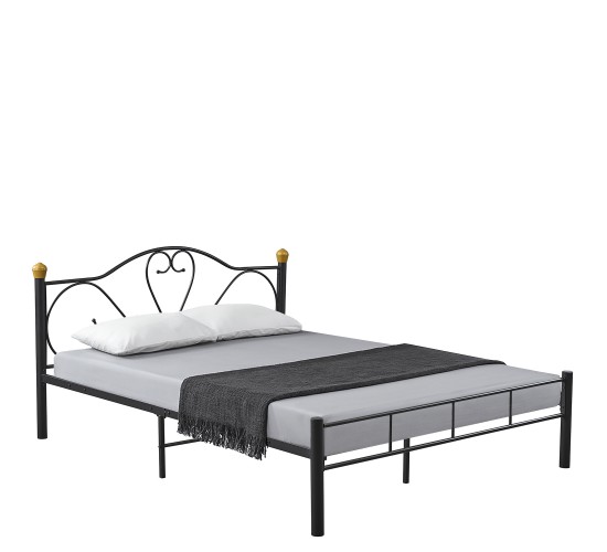 Κρεβάτι Υπέρδιπλο ArteLibre MOONRISE Μαύρο Μέταλλο Για Στρώμα 160x200cm
