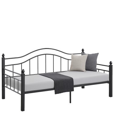 Καναπές Κρεβάτι ArteLibre PECOS Μαύρο Μέταλλο Για Στρώμα 90x190cm