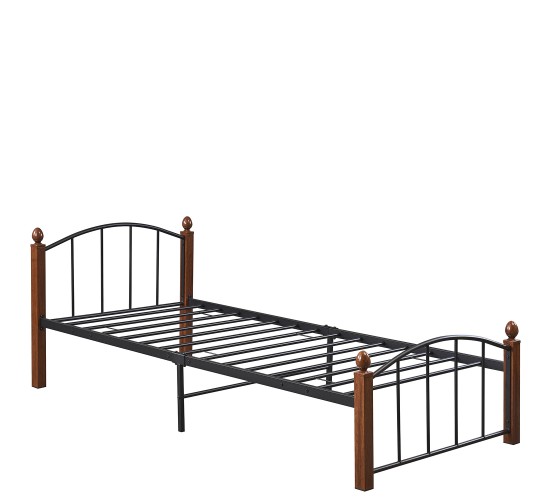 Κρεβάτι Μονό ArteLibre LARAMIE Μαύρο/Καρυδί Μέταλλο Για Στρώμα 90x200cm