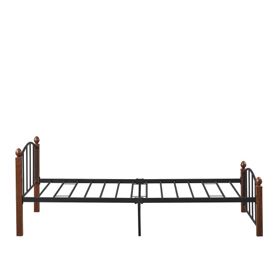 Κρεβάτι Μονό ArteLibre LARAMIE Μαύρο/Καρυδί Μέταλλο Για Στρώμα 90x200cm