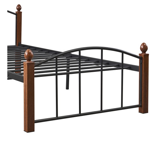 Κρεβάτι Μονό ArteLibre LARAMIE Μαύρο/Καρυδί Μέταλλο Για Στρώμα 90x200cm