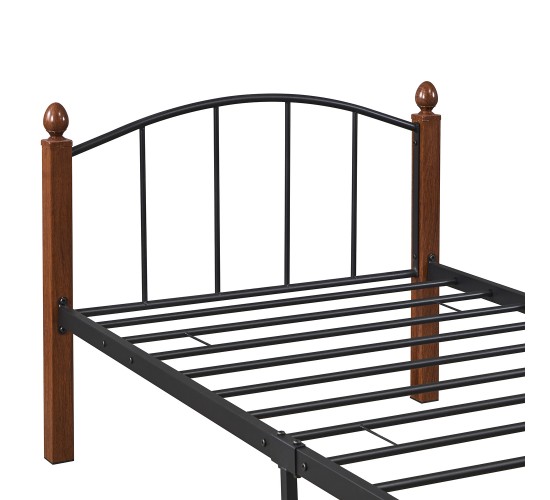 Κρεβάτι Μονό ArteLibre LARAMIE Μαύρο/Καρυδί Μέταλλο Για Στρώμα 90x200cm