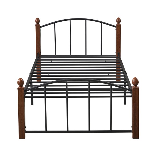 Κρεβάτι Μονό ArteLibre LARAMIE Μαύρο/Καρυδί Μέταλλο Για Στρώμα 90x200cm