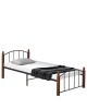 Κρεβάτι Μονό ArteLibre LARAMIE Μαύρο/Καρυδί Μέταλλο Για Στρώμα 90x200cm