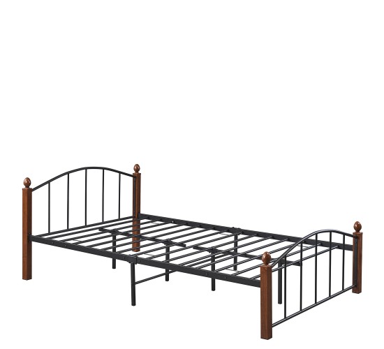 Κρεβάτι Ημίδιπλο ArteLibre LARAMIE Μαύρο/Καρυδί Μέταλλο Για Στρώμα 120x200cm