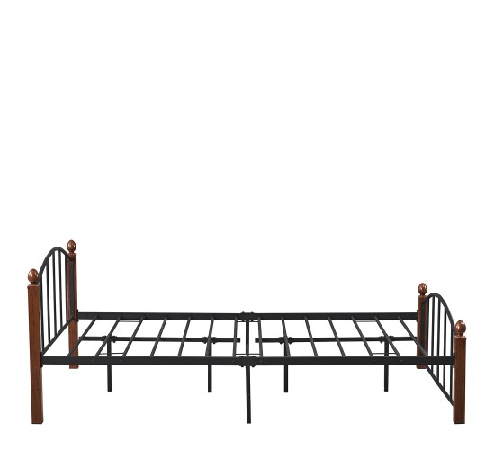 Κρεβάτι Ημίδιπλο ArteLibre LARAMIE Μαύρο/Καρυδί Μέταλλο Για Στρώμα 120x200cm