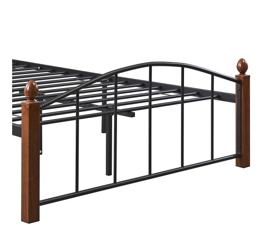 Κρεβάτι Ημίδιπλο ArteLibre LARAMIE Μαύρο/Καρυδί Μέταλλο Για Στρώμα 120x200cm