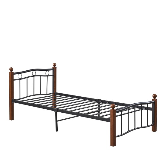 Κρεβάτι Μονό ArteLibre ARROWHEAD Μαύρο/Καρυδί Μέταλλο Για Στρώμα 90x200cm