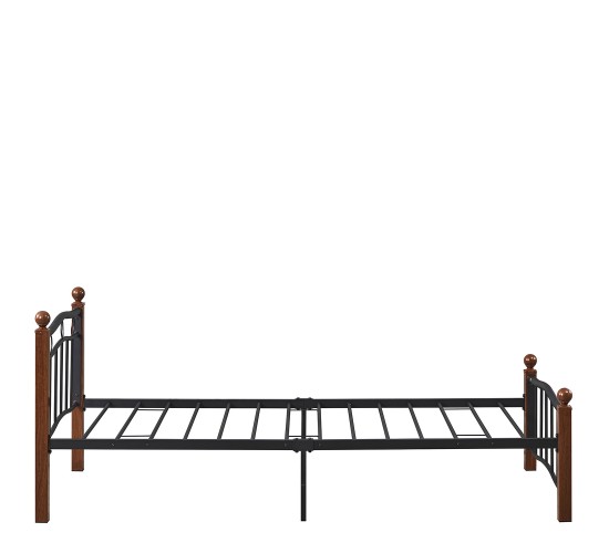 Κρεβάτι Μονό ArteLibre ARROWHEAD Μαύρο/Καρυδί Μέταλλο Για Στρώμα 90x200cm