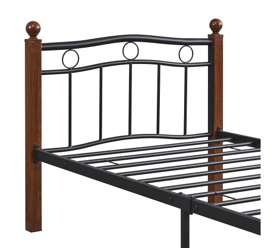 Κρεβάτι Μονό ArteLibre ARROWHEAD Μαύρο/Καρυδί Μέταλλο Για Στρώμα 90x200cm