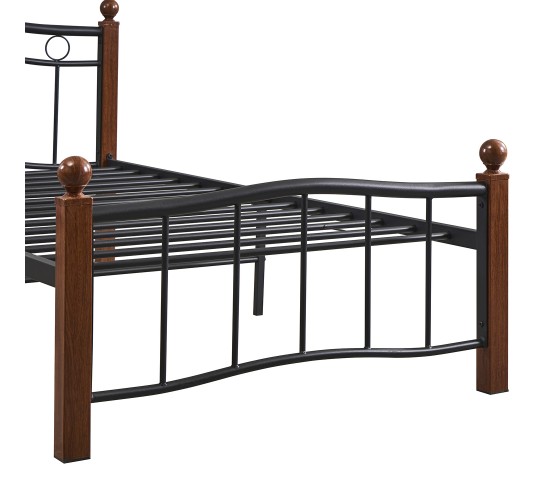 Κρεβάτι Μονό ArteLibre ARROWHEAD Μαύρο/Καρυδί Μέταλλο Για Στρώμα 90x200cm