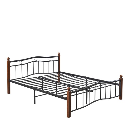 Κρεβάτι Ημίδιπλο ArteLibre ARROWHEAD Μαύρο/Καρυδί Μέταλλο Για Στρώμα 120x200cm