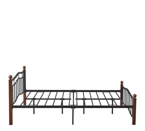 Κρεβάτι Ημίδιπλο ArteLibre ARROWHEAD Μαύρο/Καρυδί Μέταλλο Για Στρώμα 120x200cm