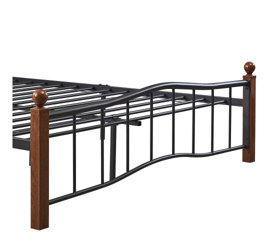 Κρεβάτι Ημίδιπλο ArteLibre ARROWHEAD Μαύρο/Καρυδί Μέταλλο Για Στρώμα 120x200cm