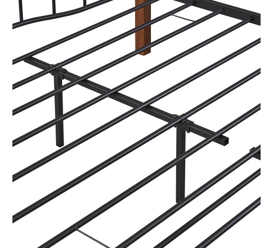 Κρεβάτι Ημίδιπλο ArteLibre ARROWHEAD Μαύρο/Καρυδί Μέταλλο Για Στρώμα 120x200cm