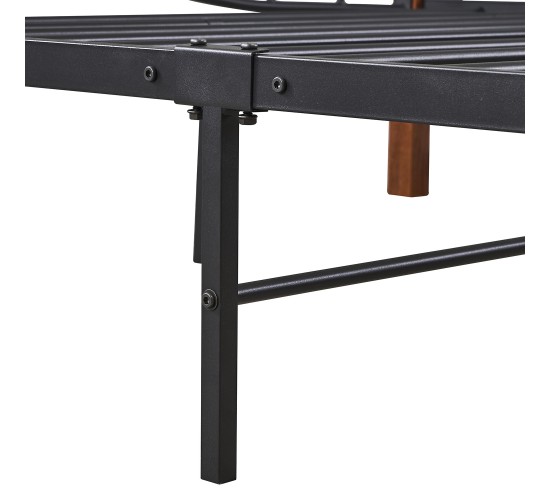 Κρεβάτι Ημίδιπλο ArteLibre ARROWHEAD Μαύρο/Καρυδί Μέταλλο Για Στρώμα 120x200cm