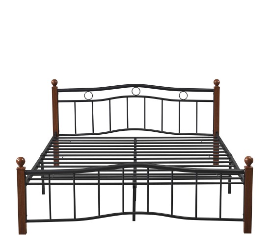 Κρεβάτι Διπλό ArteLibre ARROWHEAD Μαύρο/Καρυδί Μέταλλο Για Στρώμα 150x200cm