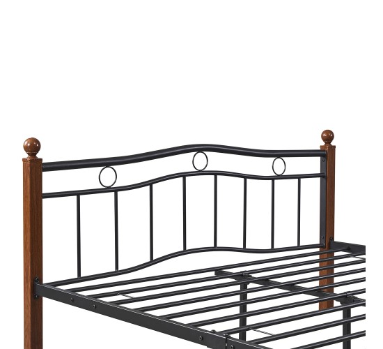 Κρεβάτι Διπλό ArteLibre ARROWHEAD Μαύρο/Καρυδί Μέταλλο Για Στρώμα 150x200cm