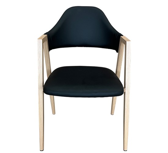 Καρέκλα Τραπεζαρίας ArteLibre SOLANA Μαύρο/Φυσικό PU/Μέταλλο 51x51x81cm