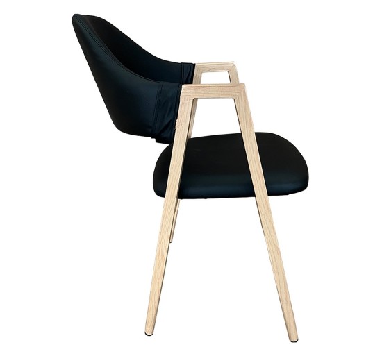 Καρέκλα Τραπεζαρίας ArteLibre SOLANA Μαύρο/Φυσικό PU/Μέταλλο 51x51x81cm