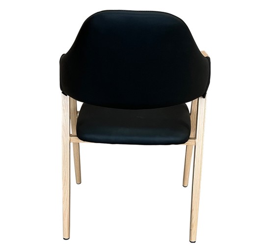 Καρέκλα Τραπεζαρίας ArteLibre SOLANA Μαύρο/Φυσικό PU/Μέταλλο 51x51x81cm