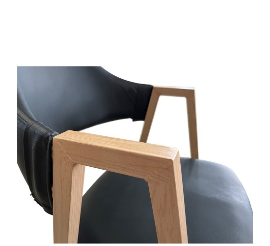 Καρέκλα Τραπεζαρίας ArteLibre SOLANA Μαύρο/Φυσικό PU/Μέταλλο 51x51x81cm