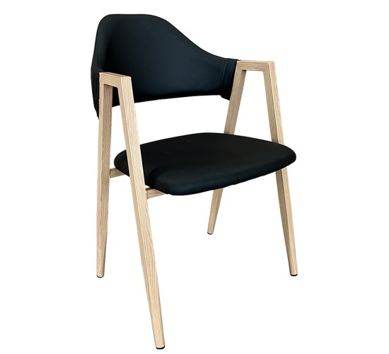 Καρέκλα Τραπεζαρίας ArteLibre SOLANA Μαύρο/Φυσικό PU/Μέταλλο 51x51x81cm