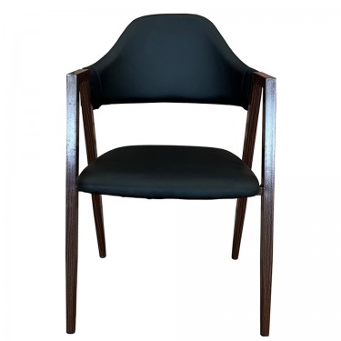 Καρέκλα Τραπεζαρίας ArteLibre SOLANA Μαύρο/Καρυδί PU/Μέταλλο 51x51x81cm