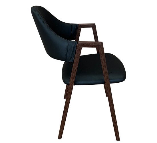 Καρέκλα Τραπεζαρίας ArteLibre SOLANA Μαύρο/Καρυδί PU/Μέταλλο 51x51x81cm