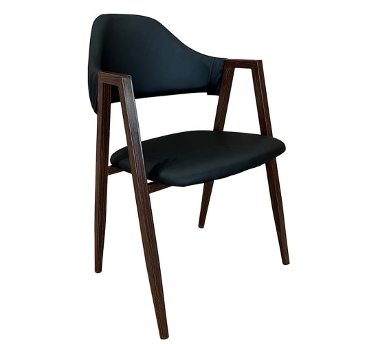 Καρέκλα Τραπεζαρίας ArteLibre SOLANA Μαύρο/Καρυδί PU/Μέταλλο 51x51x81cm