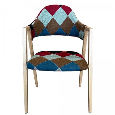 Καρέκλα Τραπεζαρίας ArteLibre SOLANA Patchwork Ύφασμα/Μέταλλο 51x51x81cm