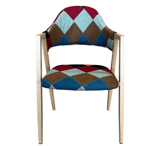 Καρέκλα Τραπεζαρίας ArteLibre SOLANA Patchwork Ύφασμα/Μέταλλο 51x51x81cm