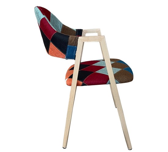 Καρέκλα Τραπεζαρίας ArteLibre SOLANA Patchwork Ύφασμα/Μέταλλο 51x51x81cm