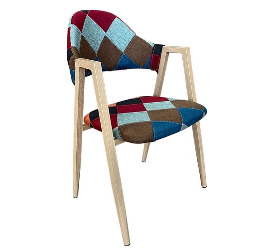 Καρέκλα Τραπεζαρίας ArteLibre SOLANA Patchwork Ύφασμα/Μέταλλο 51x51x81cm