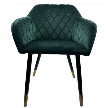 Καρέκλα Τραπεζαρίας ArteLibre ESPERANZA Πράσινο/Μαύρο Βελούδο/Μέταλλο 56x60x81cm