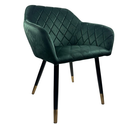 Καρέκλα Τραπεζαρίας ArteLibre ESPERANZA Πράσινο/Μαύρο Βελούδο/Μέταλλο 56x60x81cm