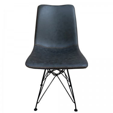 Καρέκλα Τραπεζαρίας ArteLibre SELVA Γκρι/Μαύρο PU/Μέταλλο 43x57x81cm