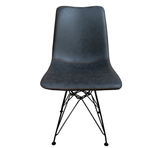 Καρέκλα Τραπεζαρίας ArteLibre SELVA Γκρι/Μαύρο PU/Μέταλλο 43x57x81cm