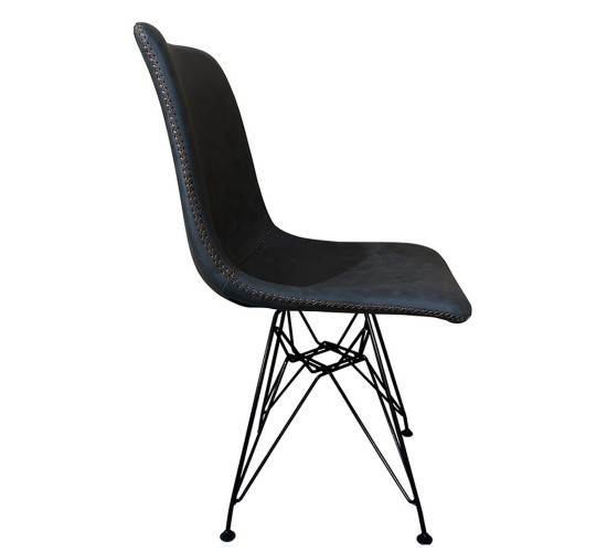 Καρέκλα Τραπεζαρίας ArteLibre SELVA Γκρι/Μαύρο PU/Μέταλλο 43x57x81cm