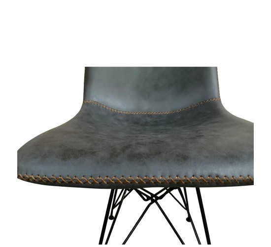 Καρέκλα Τραπεζαρίας ArteLibre SELVA Γκρι/Μαύρο PU/Μέταλλο 43x57x81cm