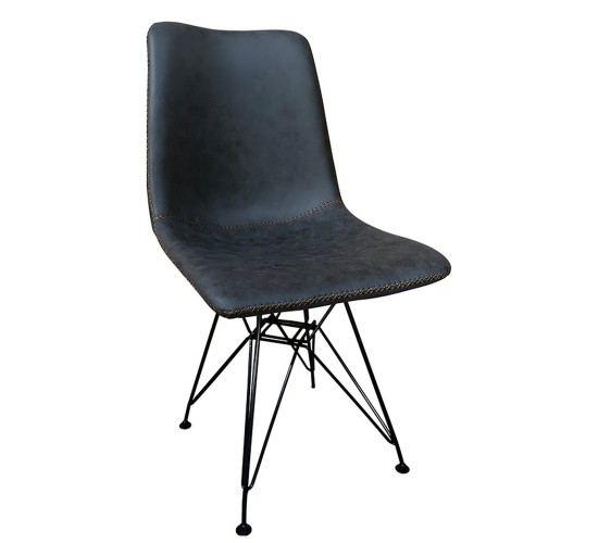 Καρέκλα Τραπεζαρίας ArteLibre SELVA Γκρι/Μαύρο PU/Μέταλλο 43x57x81cm