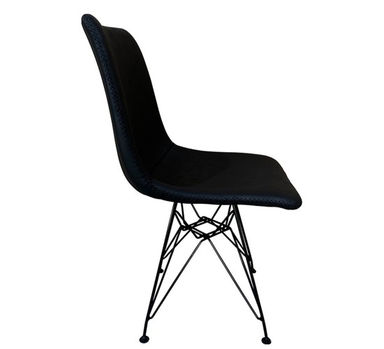 Καρέκλα Τραπεζαρίας ArteLibre SELVA Vintage Μαύρο PU/Μέταλλο 43x57x81cm