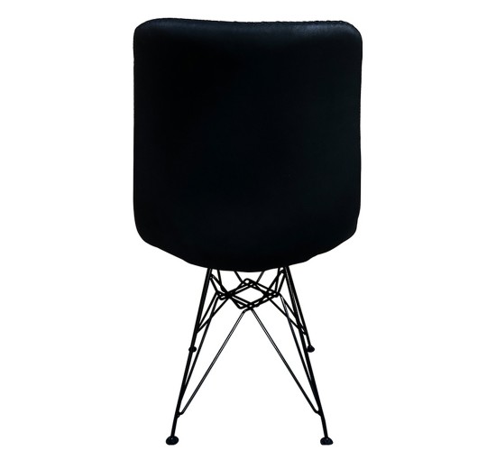 Καρέκλα Τραπεζαρίας ArteLibre SELVA Vintage Μαύρο PU/Μέταλλο 43x57x81cm