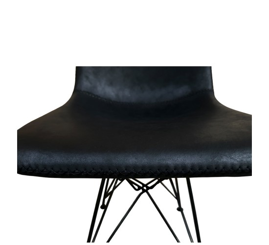 Καρέκλα Τραπεζαρίας ArteLibre SELVA Vintage Μαύρο PU/Μέταλλο 43x57x81cm