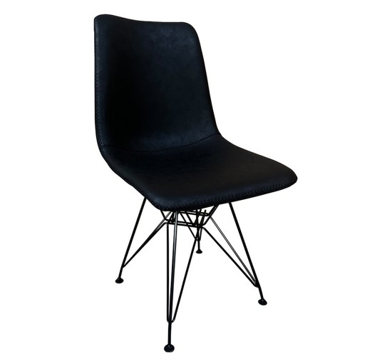 Καρέκλα Τραπεζαρίας ArteLibre SELVA Vintage Μαύρο PU/Μέταλλο 43x57x81cm