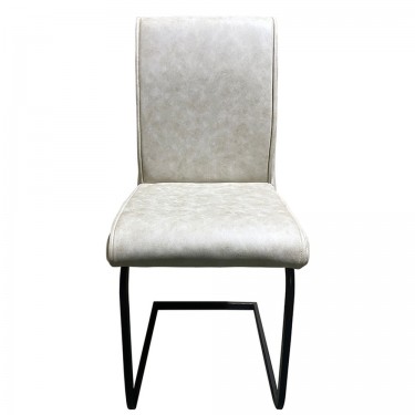 Καρέκλα Τραπεζαρίας ArteLibre ESTRELLA Μπεζ/Μαύρο PU/Μέταλλο 43x56x95cm